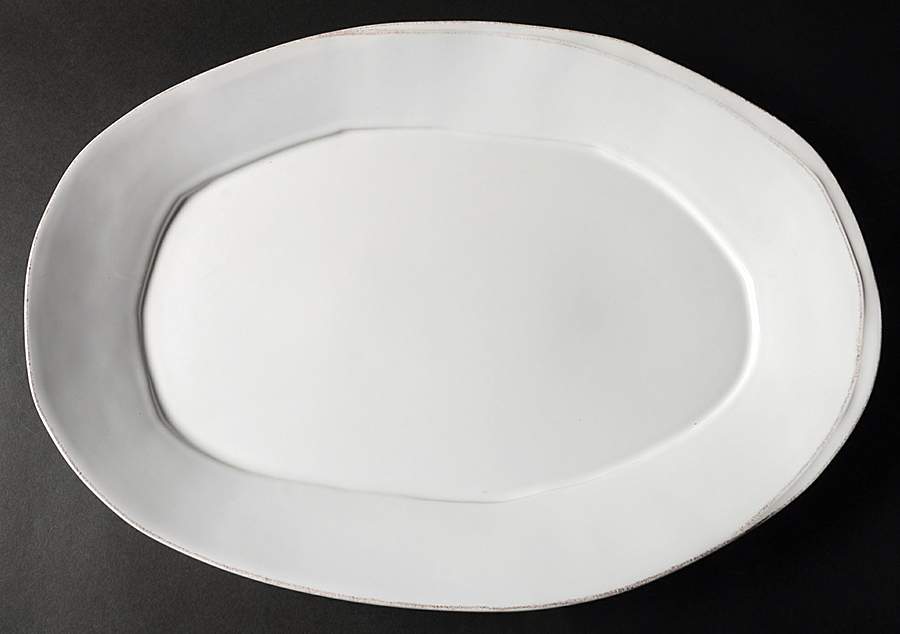 Lastra White (Bright White Glaze) 18" Oval Serving Platter by Vietri (Italy)-1