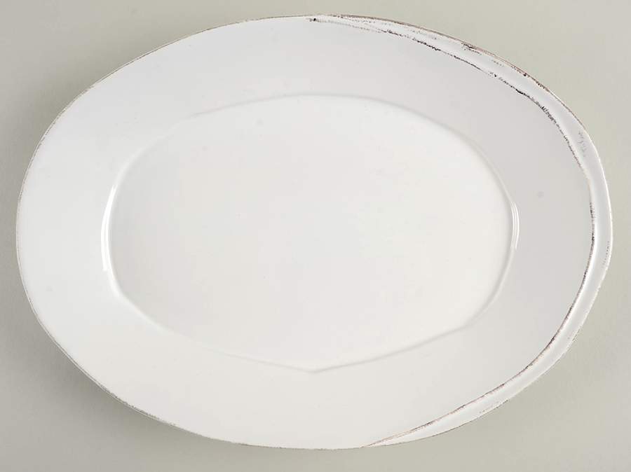 Lastra White (Bright White Glaze) 13" Oval Serving Platter by Vietri (Italy)-1