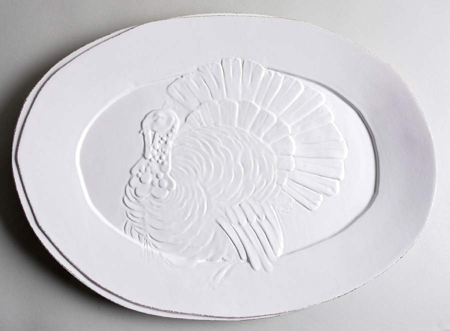 Lastra White (Bright White Glaze) 19" Oval Turkey Serving Platter by Vietri (Italy)-1