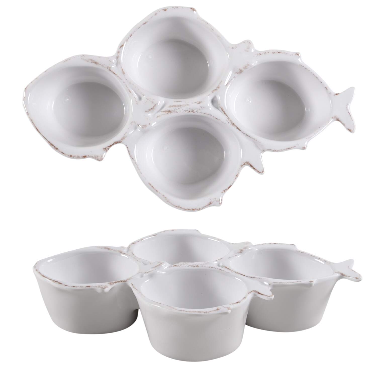Lastra Fish Melamine 4-Part Relish by Vietri (Italy)-1