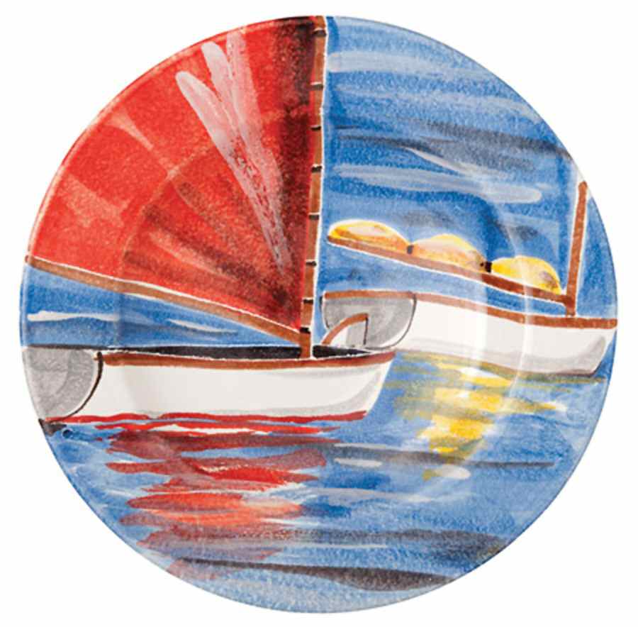 Sailboats 15" Chop Plate (Round Platter) by Vietri (Italy)-1