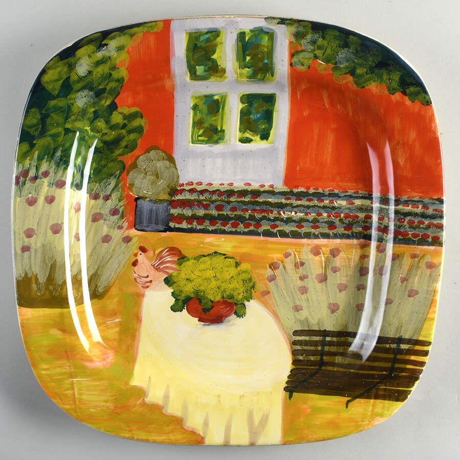 Village Views Square Wall Plate by Vietri (Italy)-1