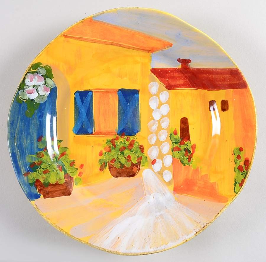 Village Views Salad/Dessert Plate by Vietri (Italy)-1