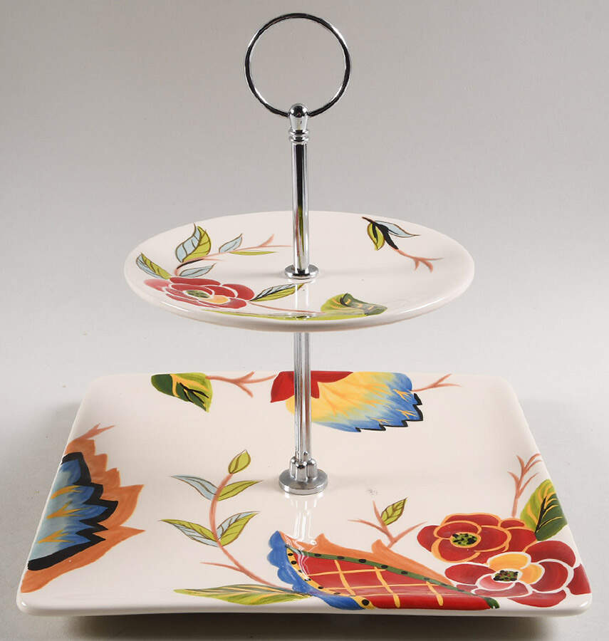 Rose Print 2-Tier Serving Tray by Vida By Eva Mendes-1