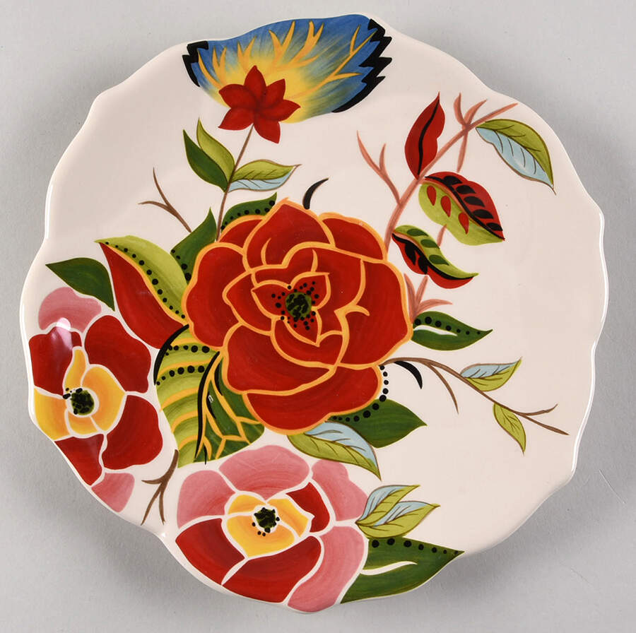 Rose Print Sculpted Salad Plate by Vida By Eva Mendes-1