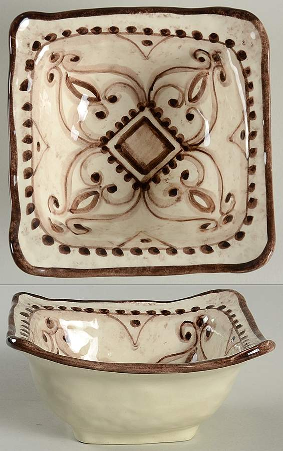 Arabesca Square Soup/Cereal Bowl by Vietri (Italy)-1