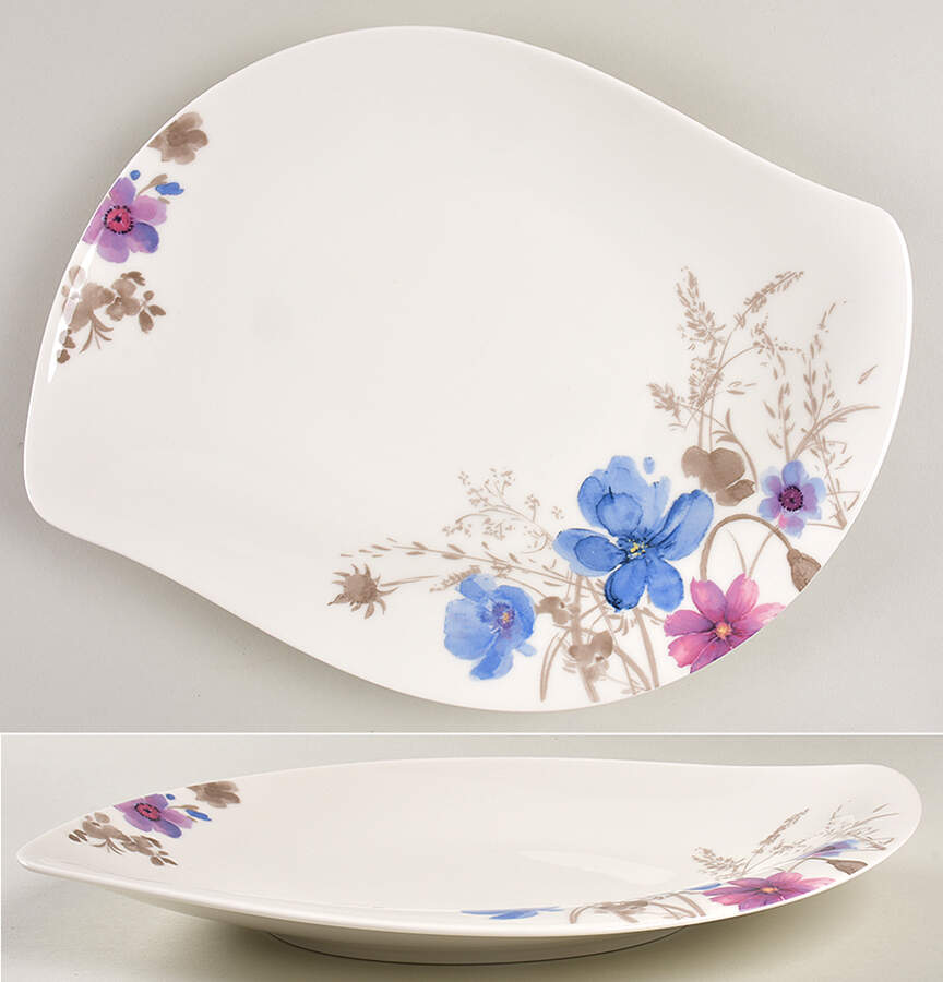 Mariefleur Grey 13" Shallow Oval Bowl by Villeroy & Boch-1