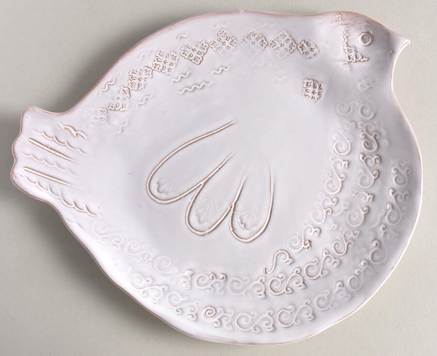 Bellezza Bird White Figural Canape Plate by Vietri (Italy)-1