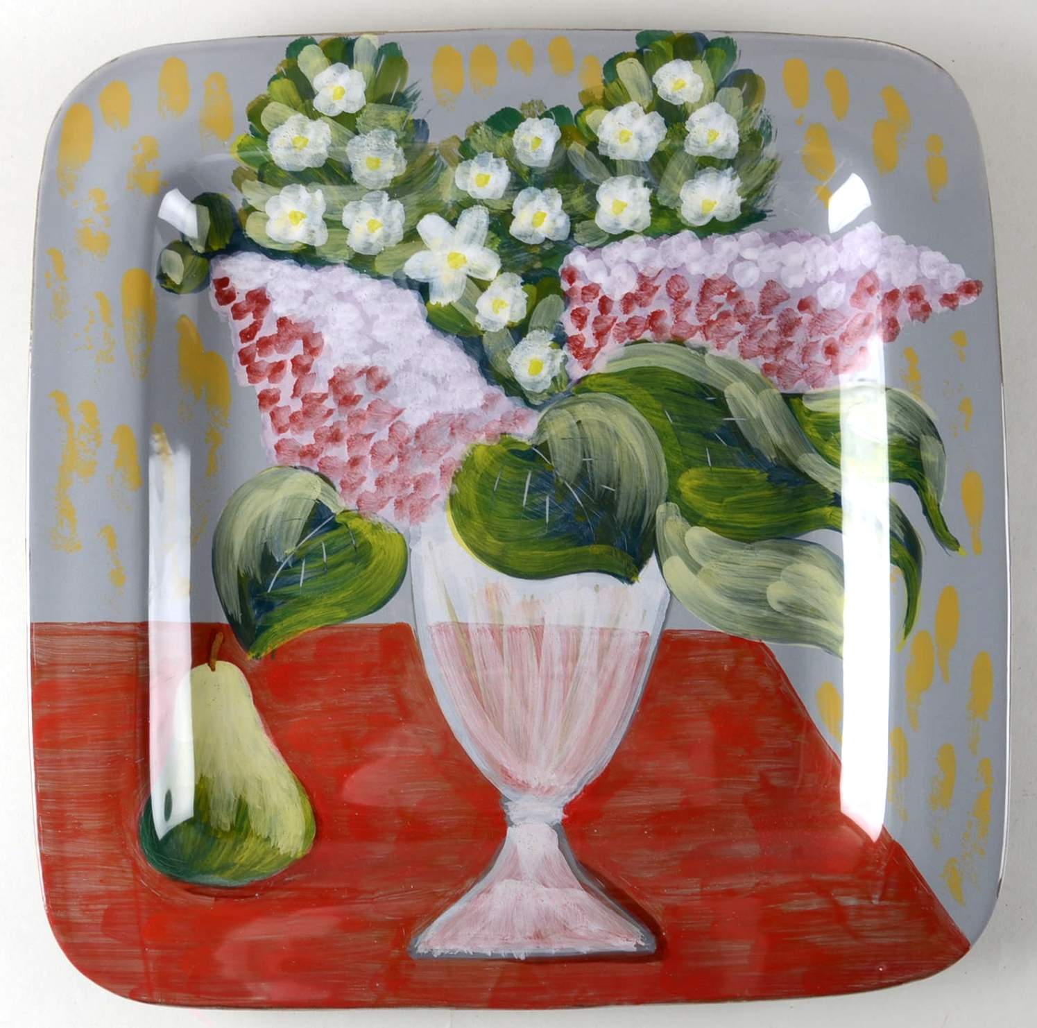 Hydrangea Square Wall Plate by Vietri (Italy)-1