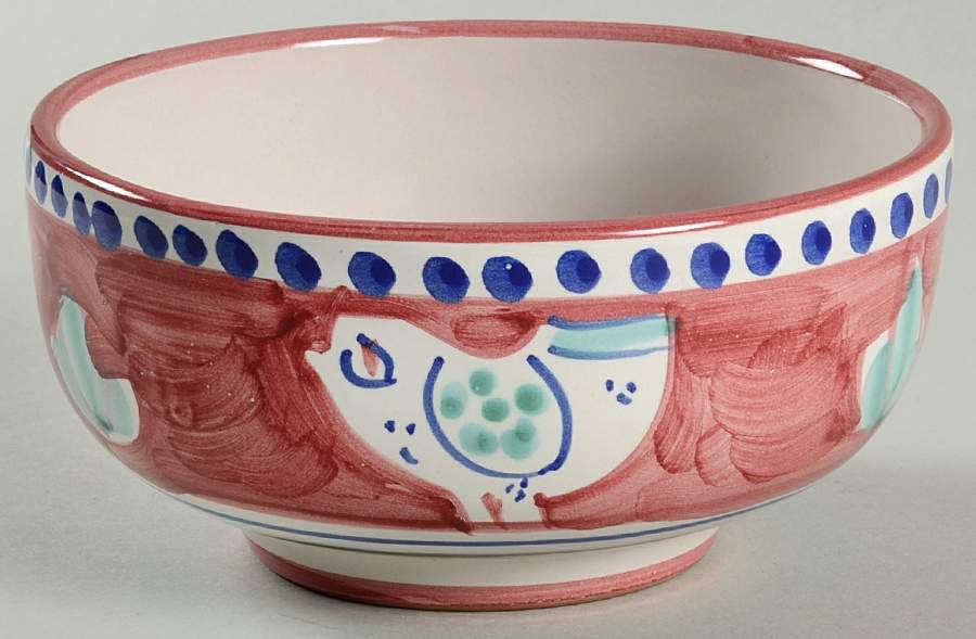 Campagna Chicken (Burgundy Border, Black Dots) Soup/Cereal Bowl by Vietri (Italy)-1