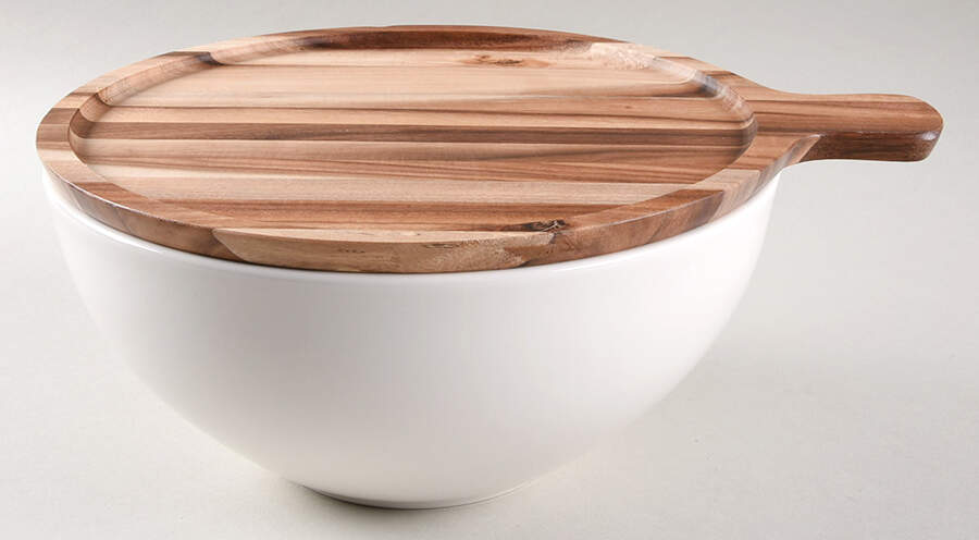Artesano Original 9" Round Vegetable Bowl & Wood Lid by Villeroy & Boch-1