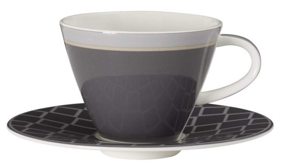 Caffe Club Uni Steam (Grey) Flat Cup & Saucer Set by Villeroy & Boch-1