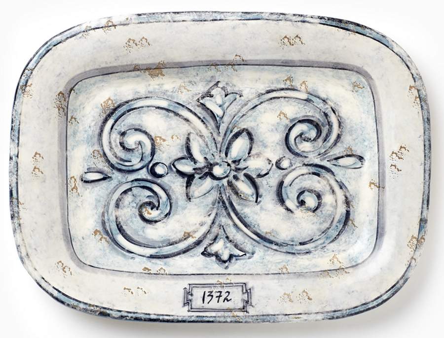 Blu Vittoria Rectangular Wall Plate by Vietri (Italy)-1
