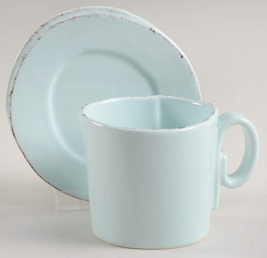 Lastra Aqua Espresso Cup and Saucer Set by Vietri (Italy)-1