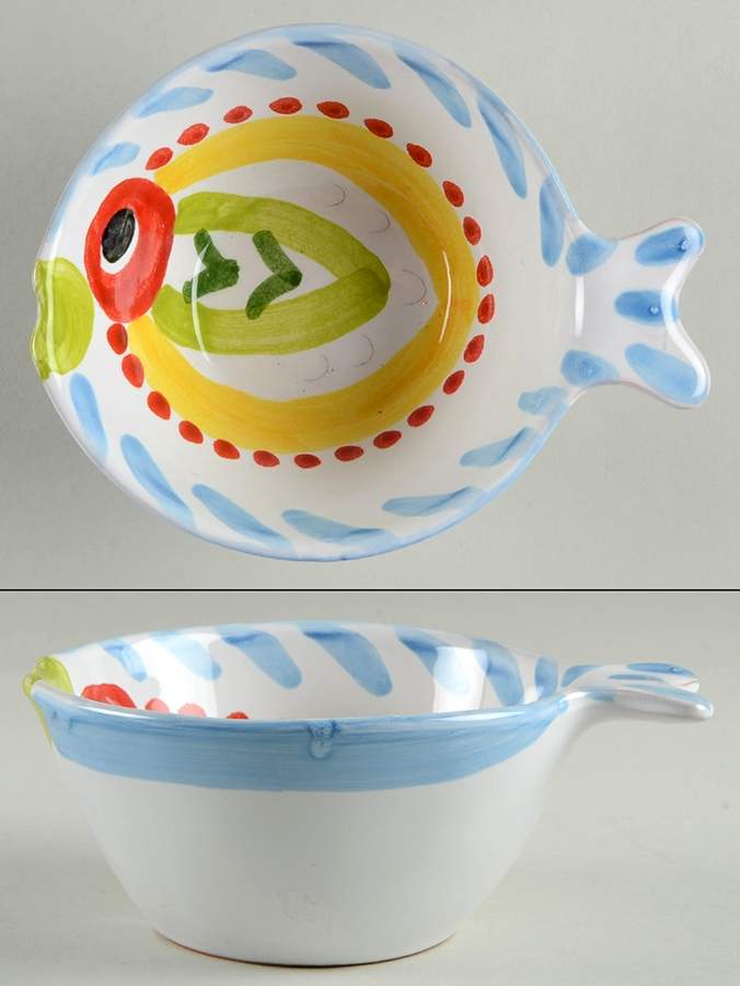 Fish Fish (Circles, Dots, Stripe Design Fish) Coupe Cereal Bowl by Vietri (Italy)-1