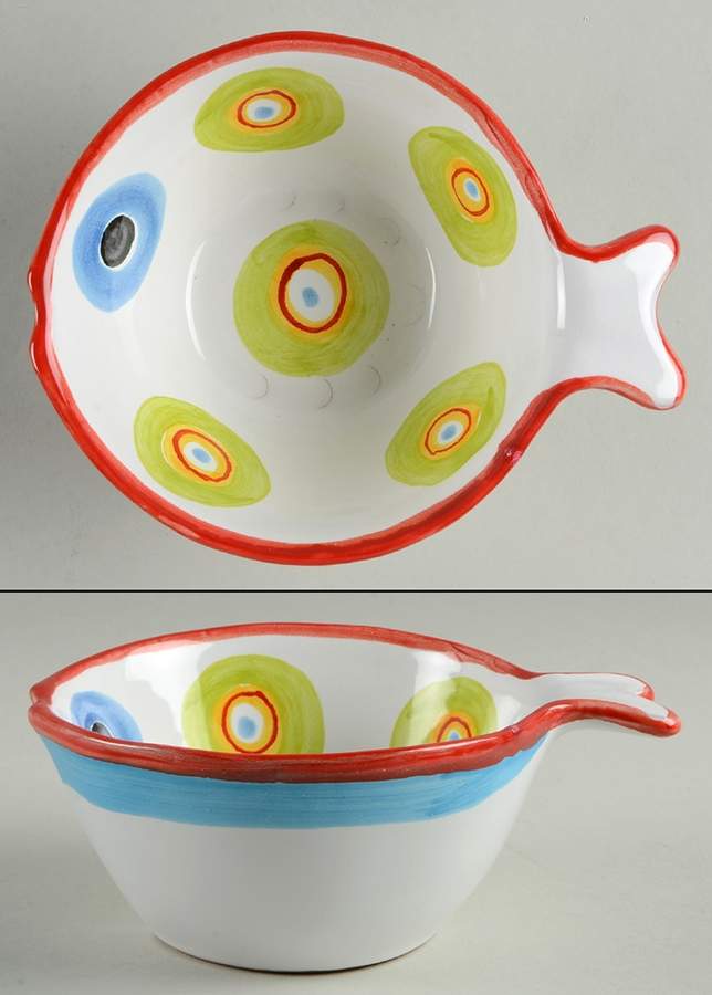 Fish Fish (Circles, Dots, Stripe Design Fish) Coupe Cereal Bowl by Vietri (Italy)-1
