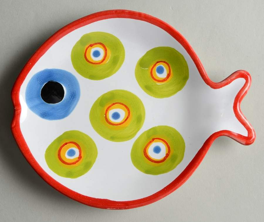 Fish Fish (Circles, Dots, Stripe Design Fish) Canape Plate by Vietri (Italy)-1