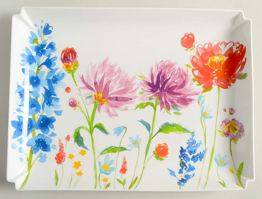 Anmut Flowers Rectangular Tray 11" by Villeroy & Boch-1