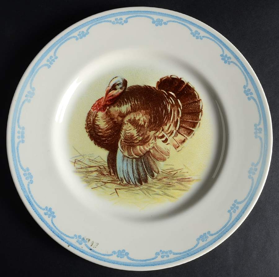 Farmyard Turkey Dinner Plate by Victorian English Pottery-Royal Stafford-1