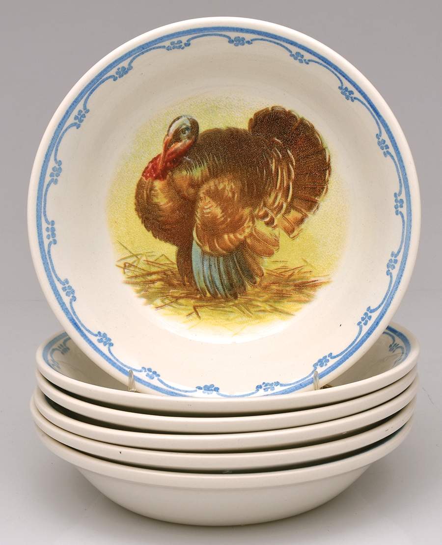 Farmyard Turkey Soup/Cereal Bowl - Set of 6 by Victorian English Pottery-Royal Stafford-1