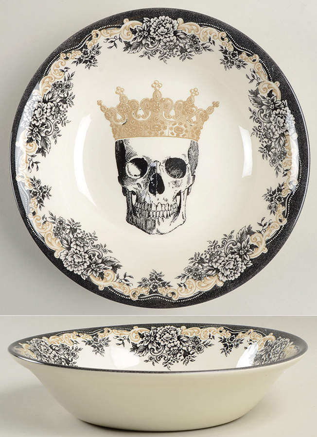 Skull 9" Round Serving Bowl by Victorian English Pottery-Royal Stafford-1
