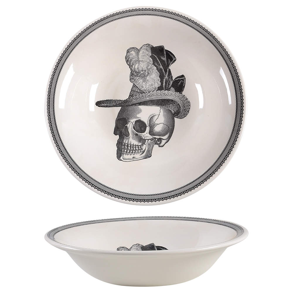 Skull 10" Round Serving Bowl by Victorian English Pottery-Royal Stafford-1
