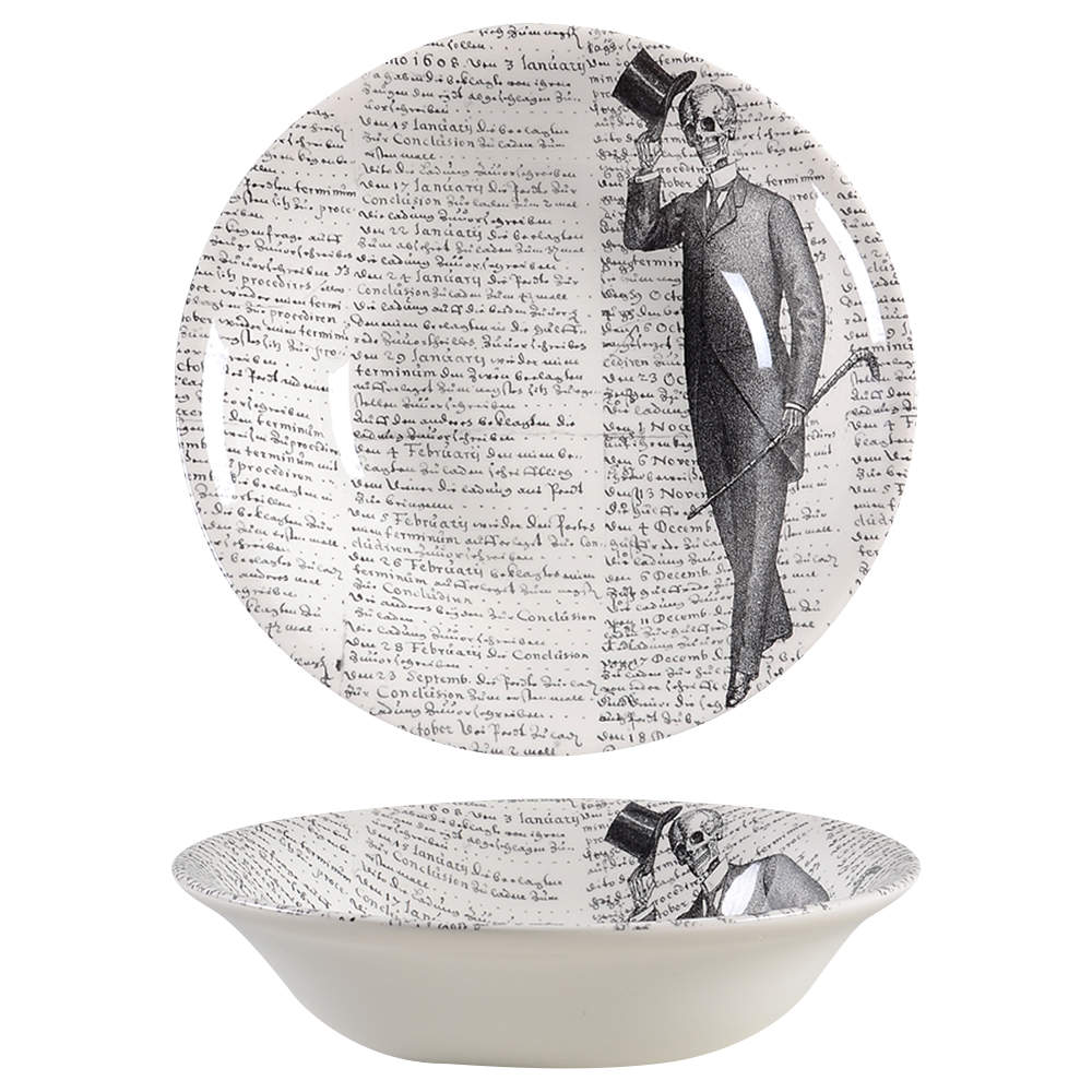 Skull 9" Round Serving Bowl by Victorian English Pottery-Royal Stafford-1