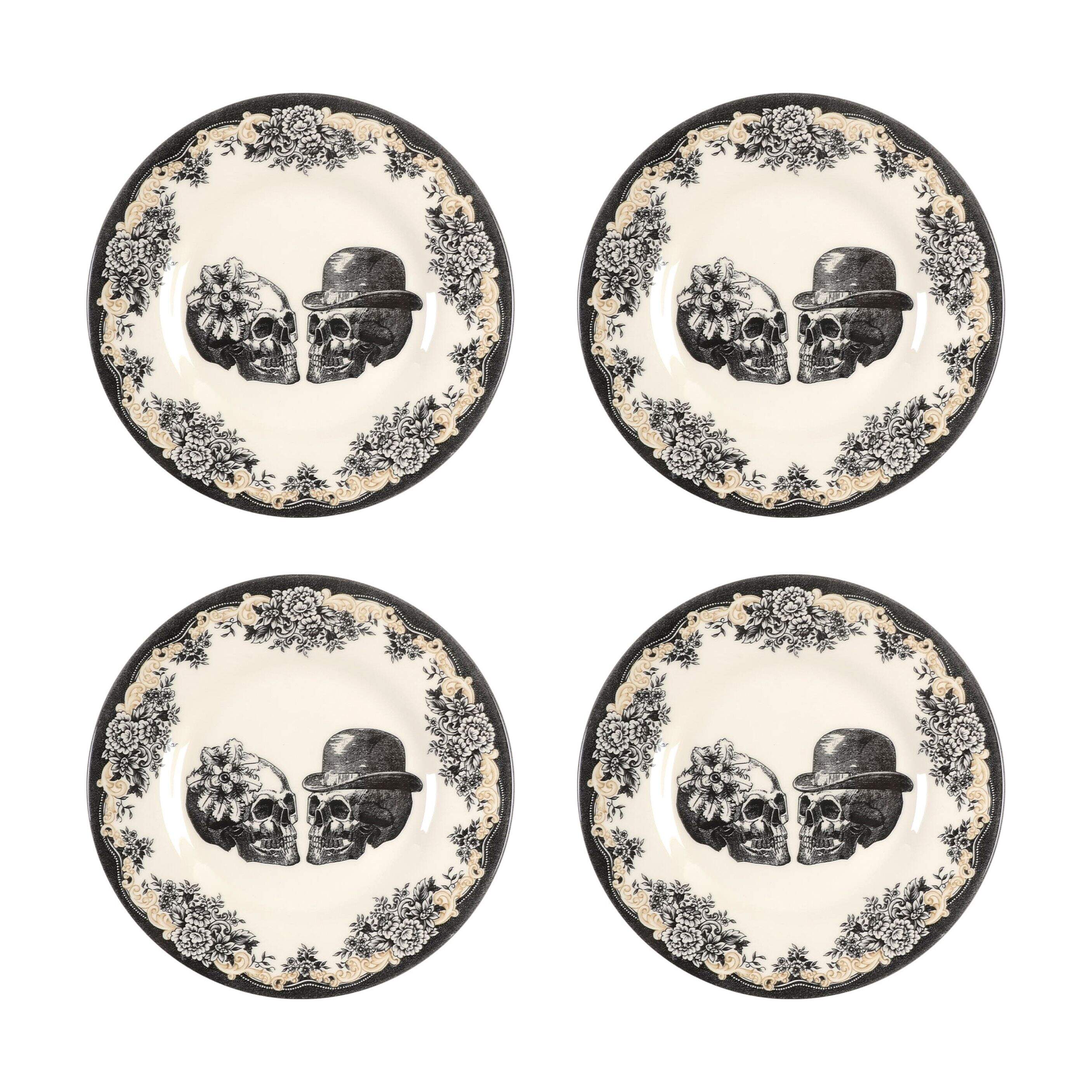 Skull Salad Plate - Set of 4 by Victorian English Pottery-Royal Stafford-1