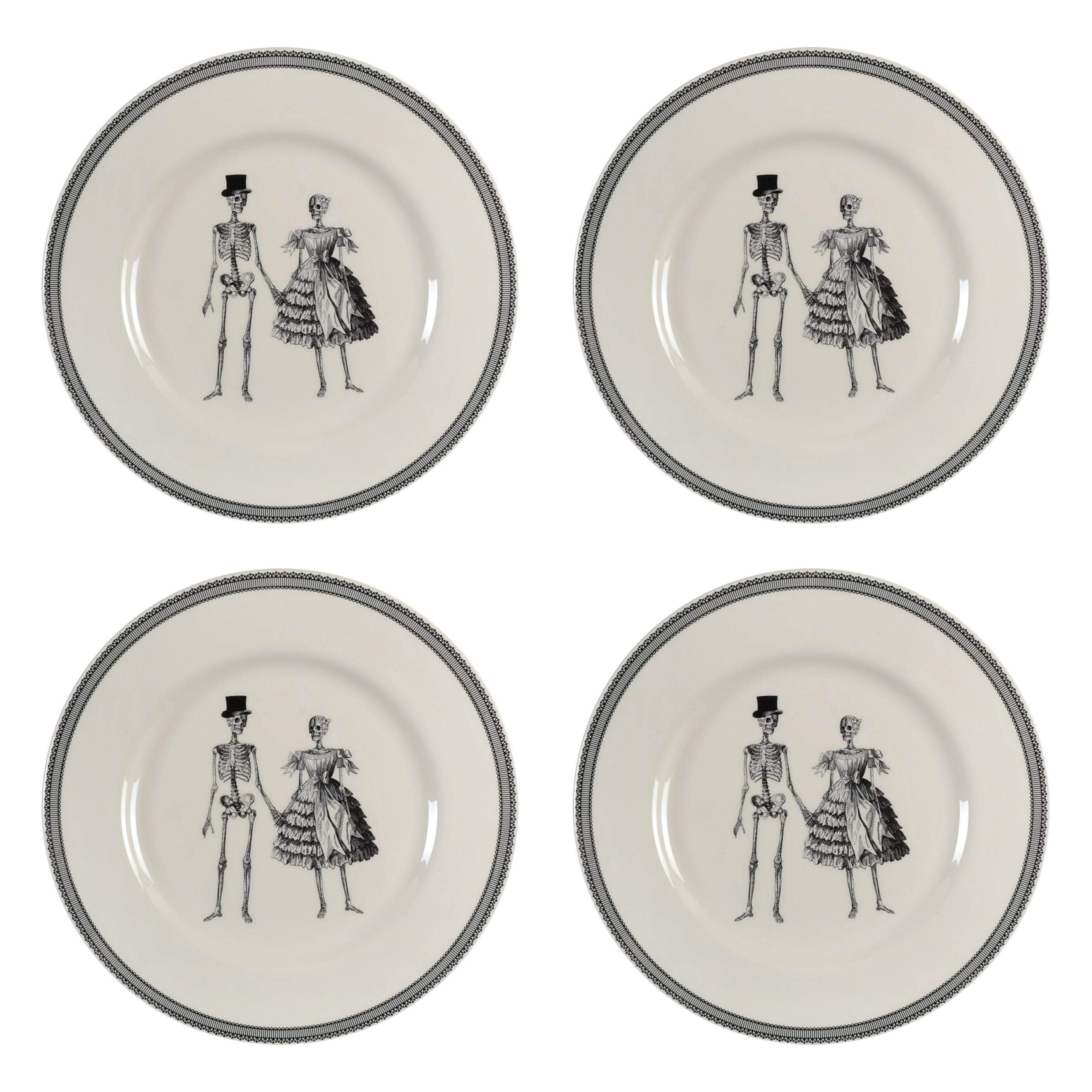 Skull Dinner Plate - Set of 4 by Victorian English Pottery-Royal Stafford-1