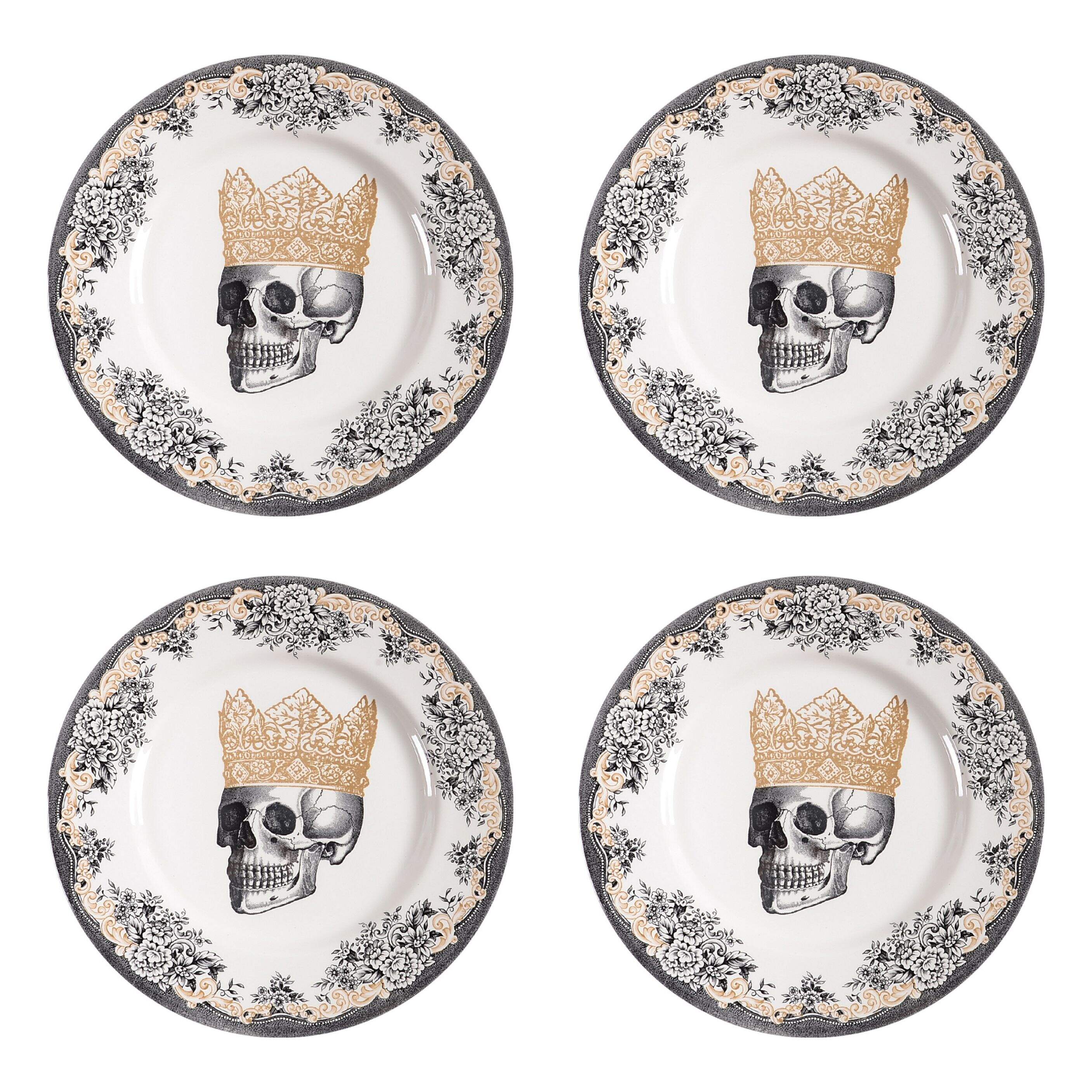 Skull Dinner Plate - Set of 4 by Victorian English Pottery-Royal Stafford-1