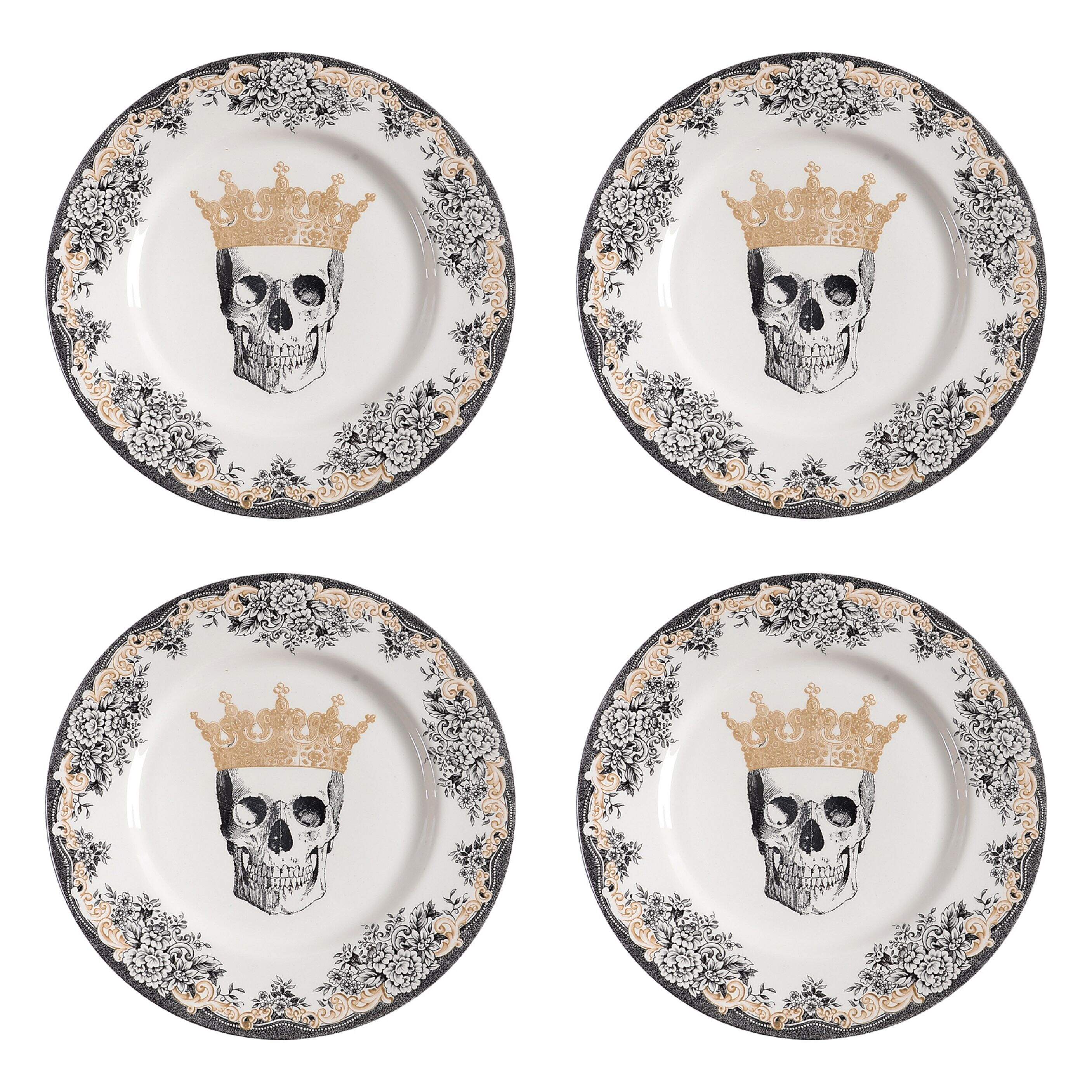 Skull Dinner Plate - Set of 4 by Victorian English Pottery-Royal Stafford-1