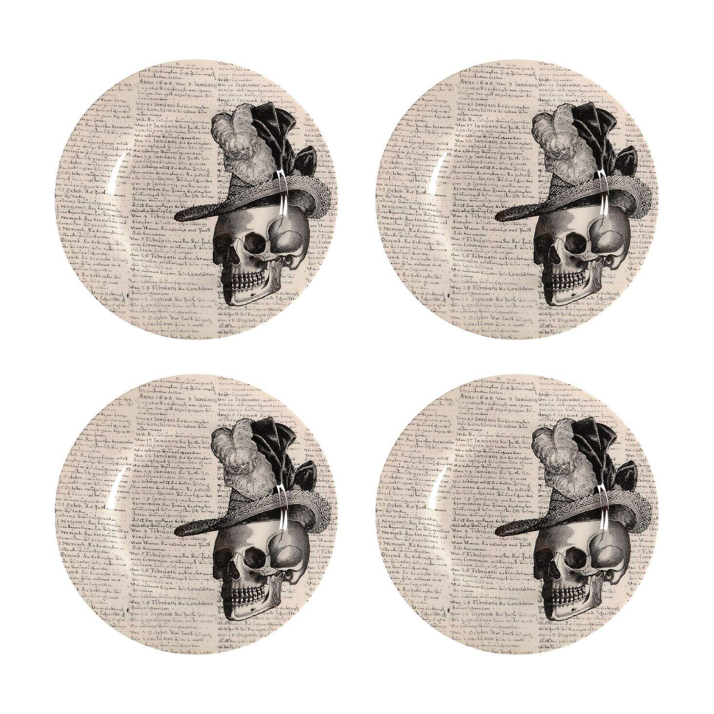Skull Salad Plate - Set of 4 by Victorian English Pottery-Royal Stafford-1
