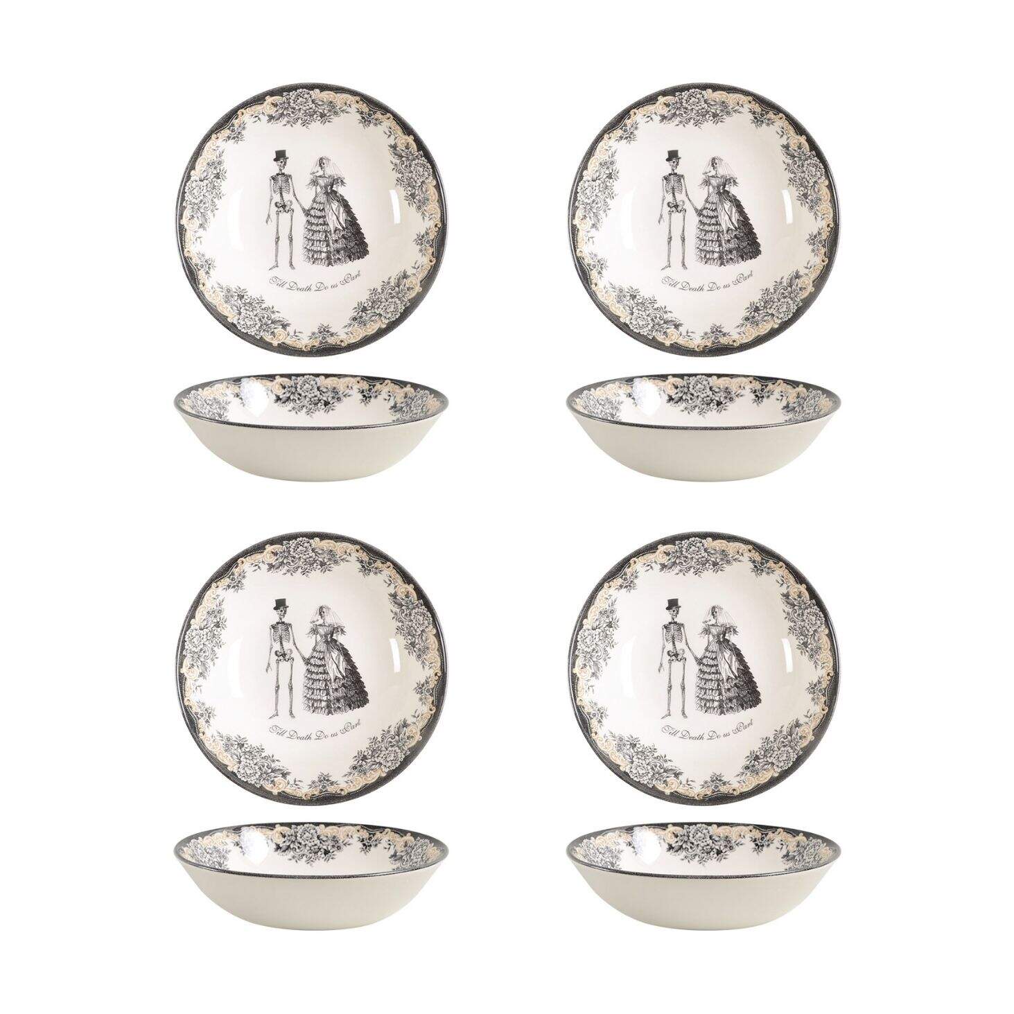 Skull Soup/Cereal Bowl - Set of 4 by Victorian English Pottery-Royal Stafford-1