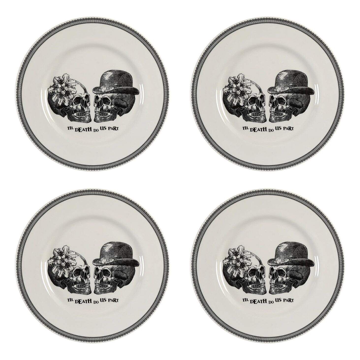Skull Dinner Plate - Set of 4 by Victorian English Pottery-Royal Stafford-1