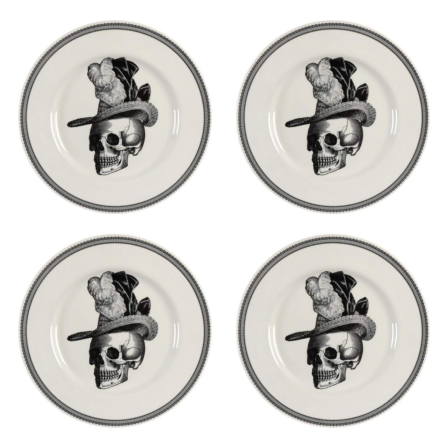 Skull Dinner Plate - Set of 4 by Victorian English Pottery-Royal Stafford-1