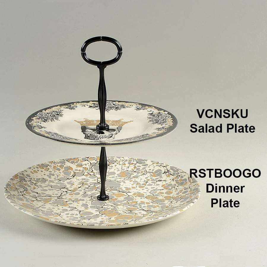 Skull Mixed/Match 2 Tier Serving Tray by Victorian English Pottery-Royal Stafford-1