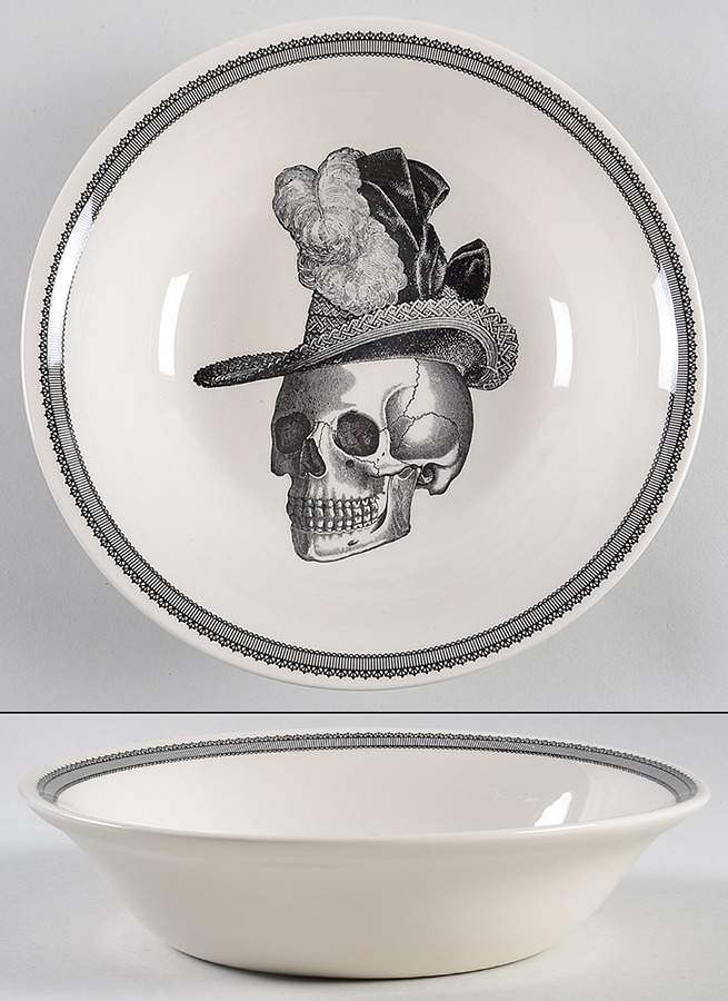 Skull 9" Round Serving Bowl by Victorian English Pottery-Royal Stafford-1