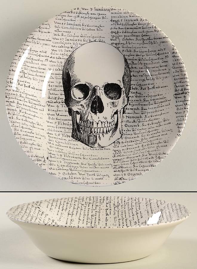 Skull 9" Round Serving Bowl by Victorian English Pottery-Royal Stafford-1