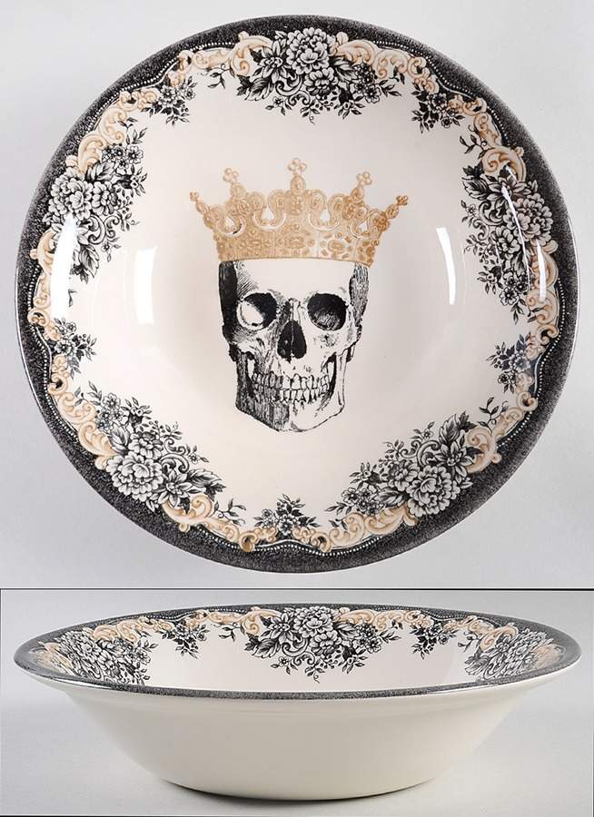 Skull 10" Round Serving Bowl by Victorian English Pottery-Royal Stafford-1