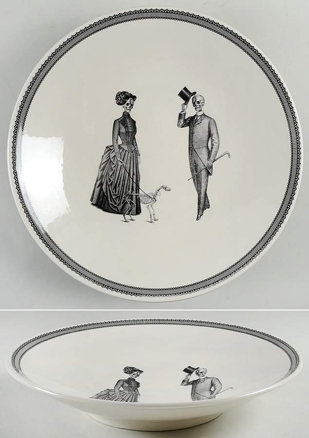 Skull 13" Pasta Serving Bowl by Victorian English Pottery-Royal Stafford-1
