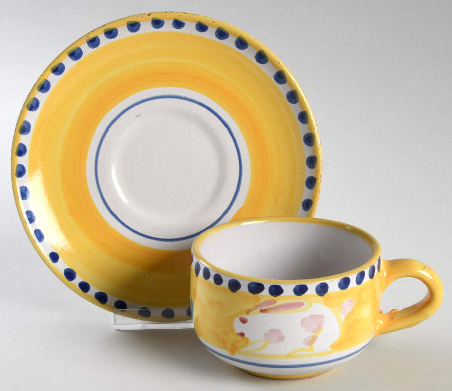VIE134 Flat Cup & Saucer Set by Vietri (Italy)-1