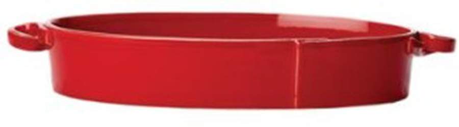 Lastra Red 17" Oval Baker by Vietri (Italy)-1