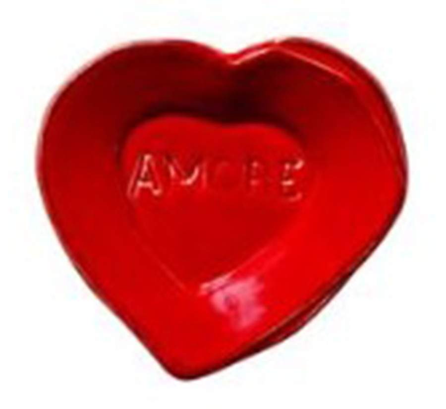 Lastra Red Heart Shaped Dish by Vietri (Italy)-1