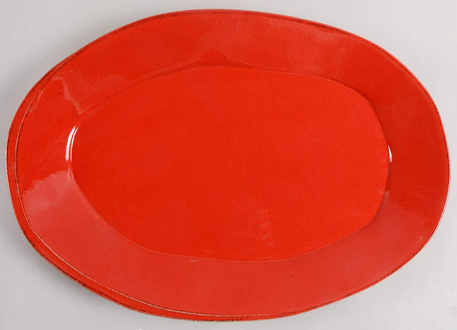 Lastra Red 18" Oval Serving Platter by Vietri (Italy)-1