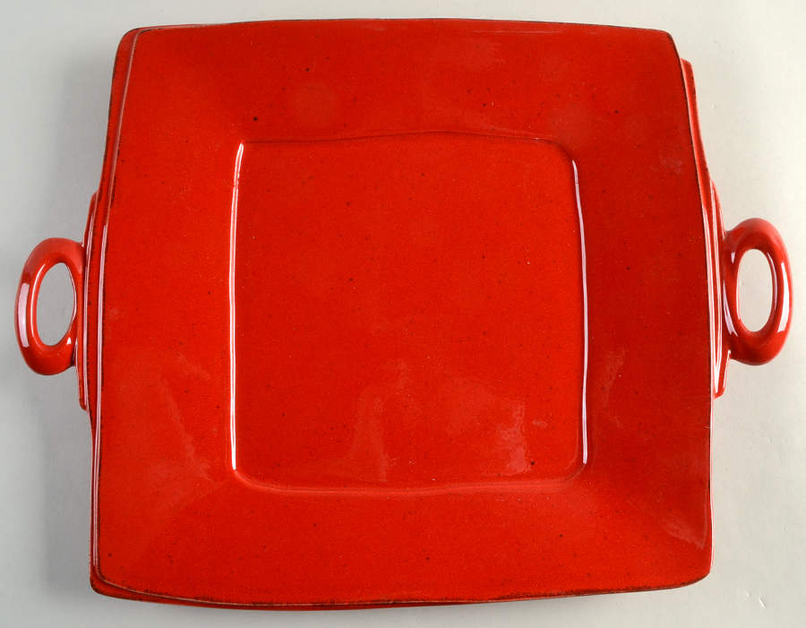 Lastra Red 13" Square Handled Platter by Vietri (Italy)-1
