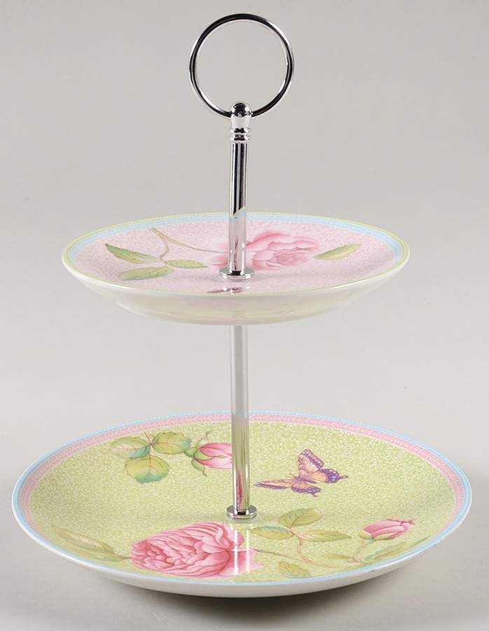 Rose Cottage 2-Tiered Serving Tray (Salad & Bread/Butter Plate) by Villeroy & Boch-1