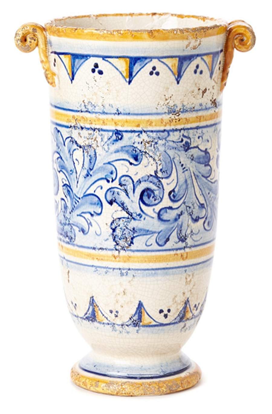 Flora Blu 14" Vase by Vietri (Italy)-1