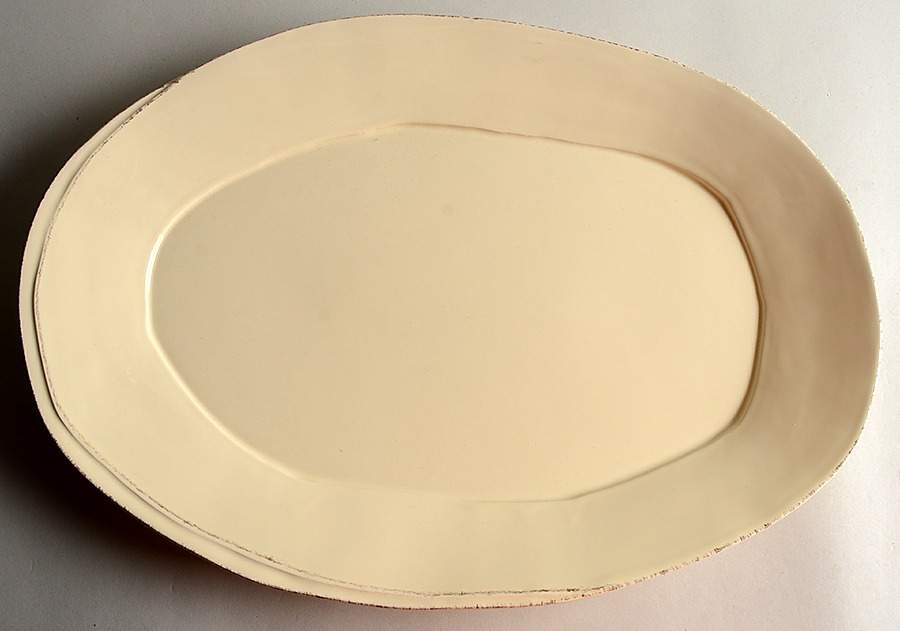 Lastra Cream (MEDIUM CREAM GLAZE) 18" Oval Serving Platter by Vietri (Italy)-1