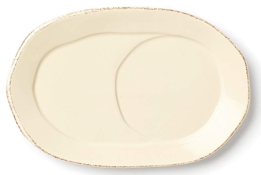 Lastra Cream (MEDIUM CREAM GLAZE) Oval Snack Tray by Vietri (Italy)-1