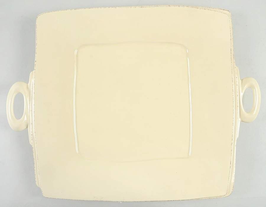 Lastra Cream (MEDIUM CREAM GLAZE) 13" Square Handled Platter by Vietri (Italy)-1